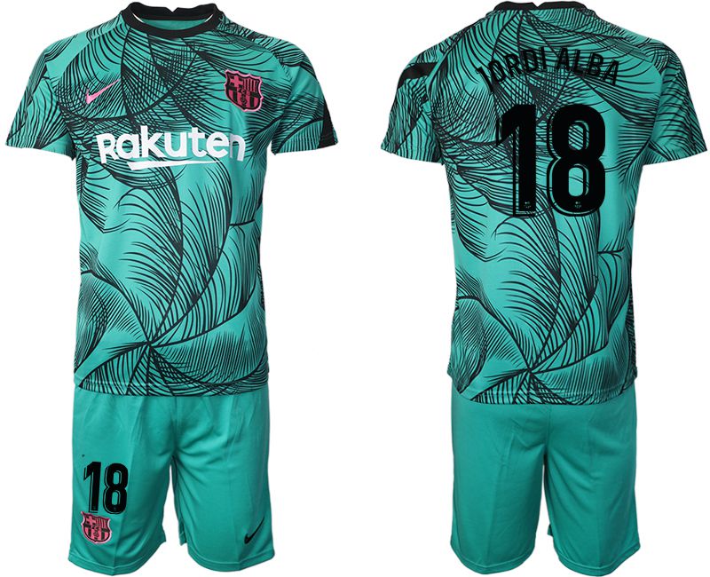 Men 2020-2021 club Barcelona green training suit #18 Soccer Jerseys